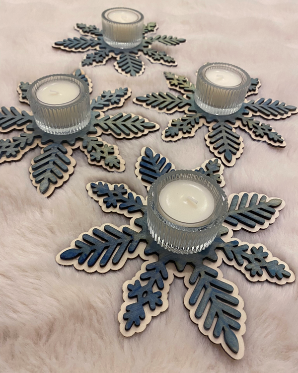 Weihnachtliches Teelicht – Schneeflocke
