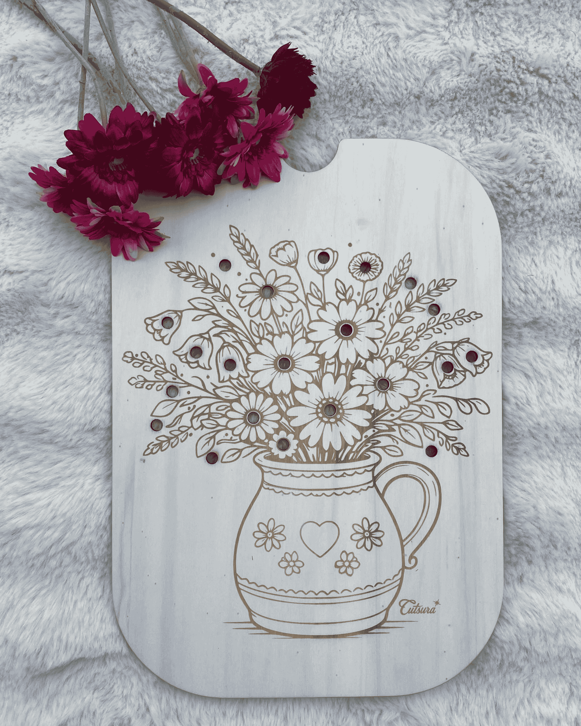 Blumenstrauß-Platte – Spielidee Natur sammeln und stecken