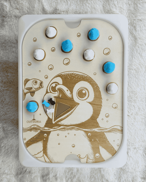 Sensomotorik-Platte Pinguin beim Füttern für Trofast-Boxen (hoch 28x40)