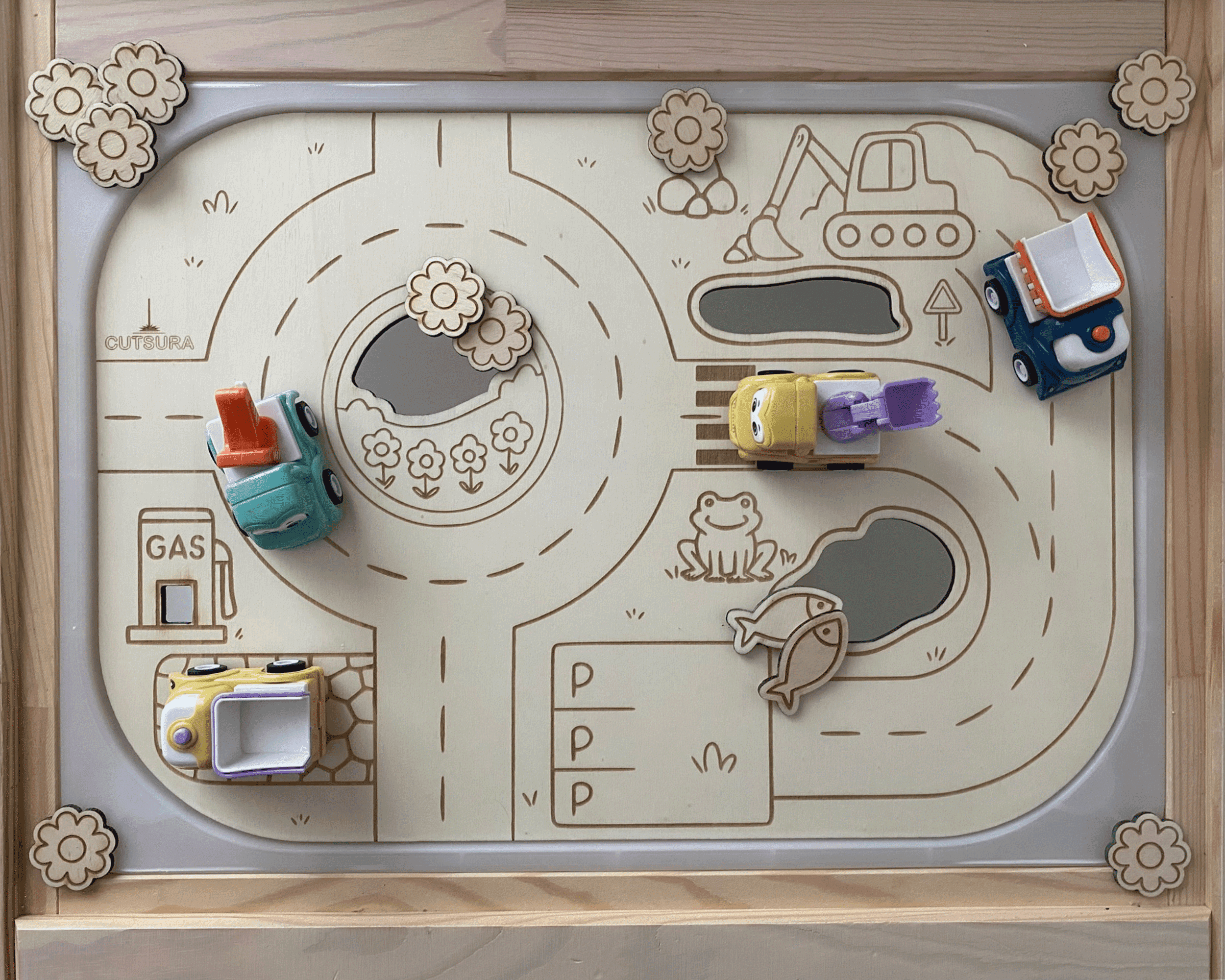 Sensomotorik-Platte Straße für Trofast-Boxen (Querformat 40x28)