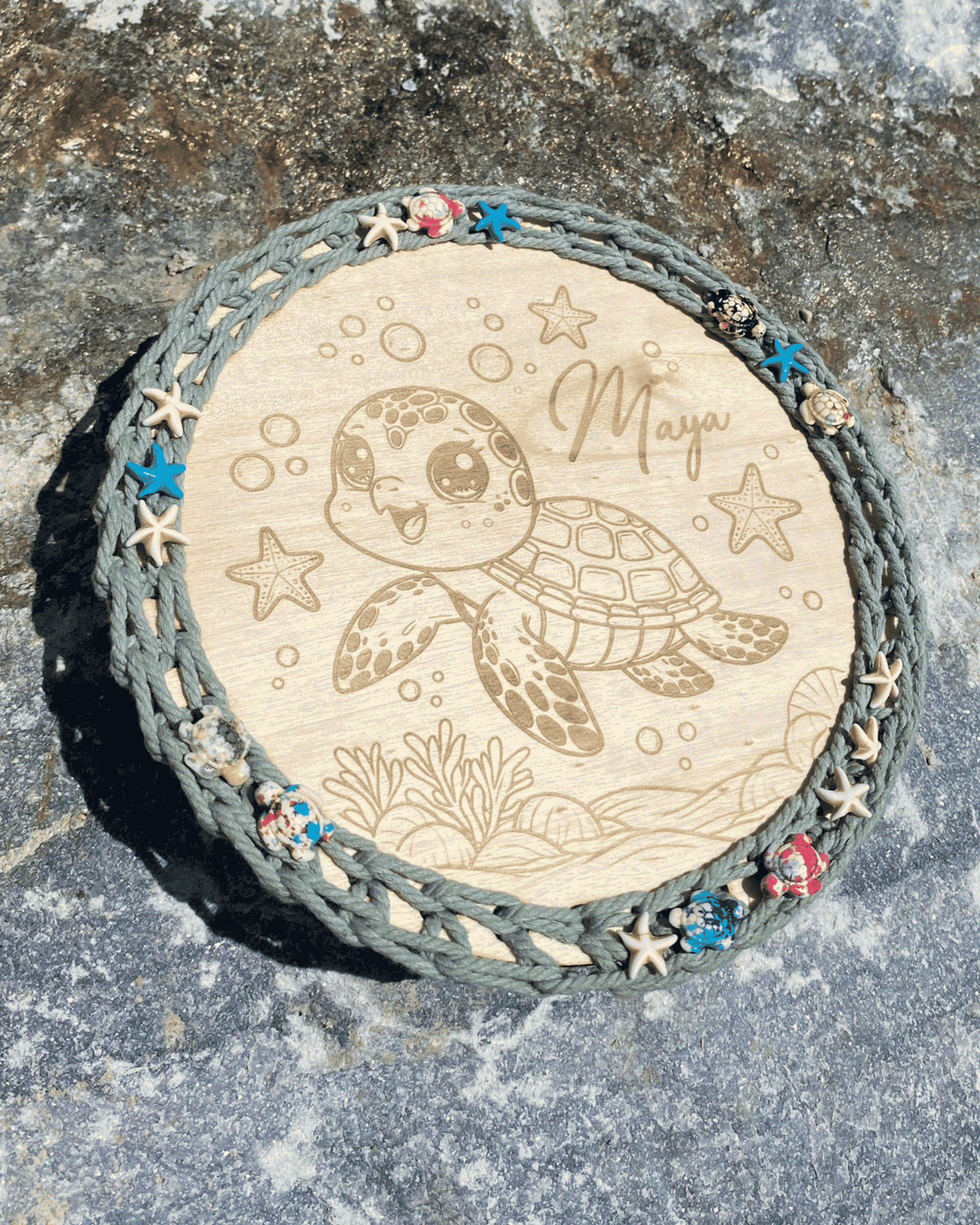 Umhäkeltes Namensschild – Foto 1