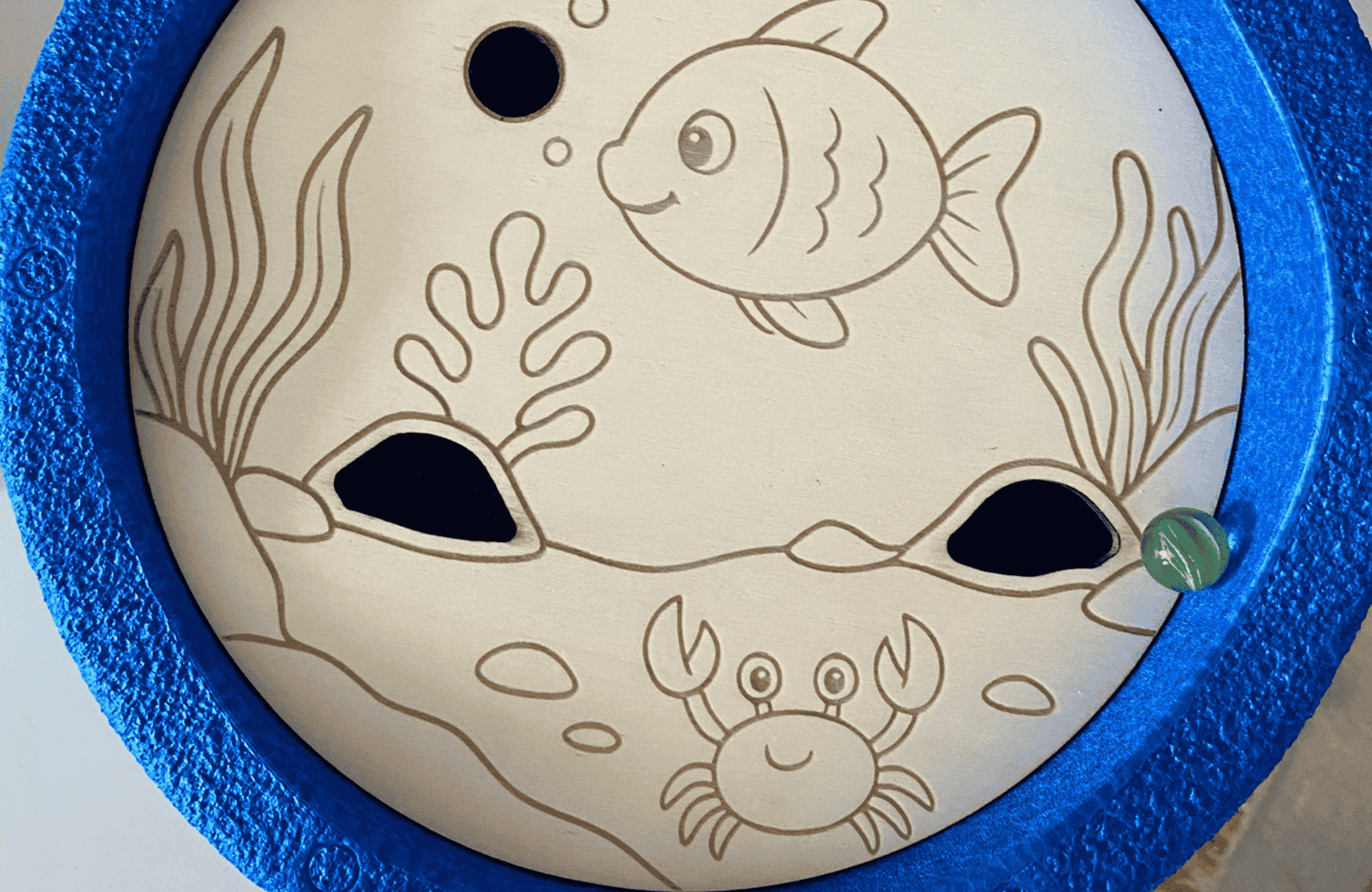Runde Sensomotorikplatte Meerestiere als Einsatz für Stapelstein®